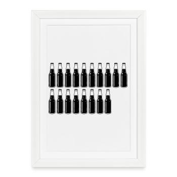 18 bouteilles de bière - Bière - 18 ans - 18e anniversaire - Affiche encadrée (27 × 37 cm) - blanc - Devant