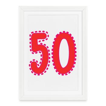 50. 50 ANS. 50e ANNIVERSAIRE. ANNIVERSAIRE 50 ANS. - Affiche encadrée (27 × 37 cm) - blanc - Devant