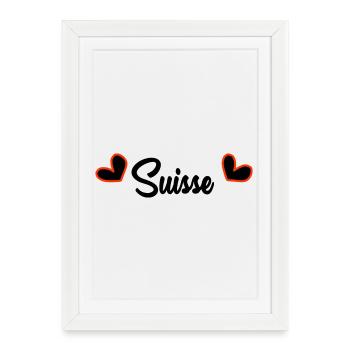 SUISSE. PAYS. GENEVE. SUISSE. HUMOUR. PAYS - Affiche encadrée (27 × 37 cm) - blanc - Devant