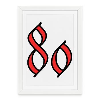 80. 80 ANS. 80e ANNIVERSAIRE. ANNIVERSAIRE 80 ANS. - Affiche encadrée (27 × 37 cm) - blanc - Devant