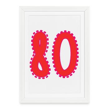 80. 80 ANS. 80e ANNIVERSAIRE. ANNIVERSAIRE 80 ANS. - Affiche encadrée (27 × 37 cm) - blanc - Devant