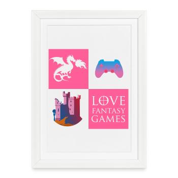 Jeu de dragon fantastique - Affiche encadrée (27 × 37 cm) - blanc - Devant