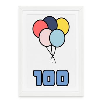 100. 100 ANS. 100e ANNIVERSAIRE. ANNIVERSAIRE 100 - Affiche encadrée (27 × 37 cm) - blanc - Devant