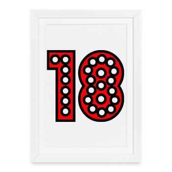 18. 18 YEARS OLD. 18th ANNIVERSARY. 18 BIRTHDAY. - Framed poster (27 × 37 cm) - white - Front