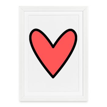 COEUR. MAMAN. FÊTE DES MÈRES. COEUR. FÊTE - Affiche encadrée (27 × 37 cm) - blanc - Devant
