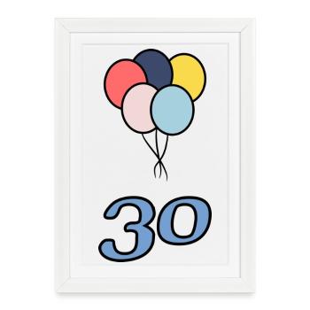30. 30 ANS. 30e ANNIVERSAIRE. ANNIVERSAIRE 30 ANS. - Affiche encadrée (27 × 37 cm) - blanc - Devant