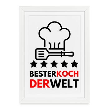 Der beste Koch der Welt - Geschenk - Gerahmtes Poster (27 × 37 cm) - Weiß - Vorne