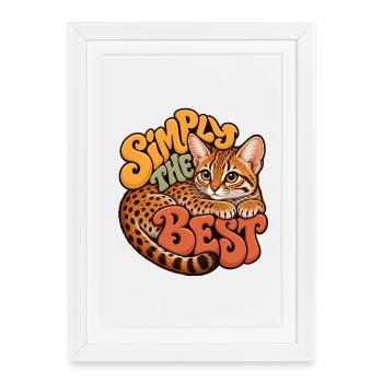 Rostfleck-Katze - Gerahmtes Poster (27 × 37 cm) - Weiß - Vorne