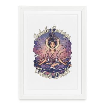 Yoga Instructor Inhale Courage Yoga Practitioner - Gerahmtes Poster (27 × 37 cm) - Weiß - Vorne