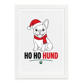 Weihnachts-Hund im Santa-Look - Gerahmtes Poster (27 × 37 cm) - Weiß - Vorne
