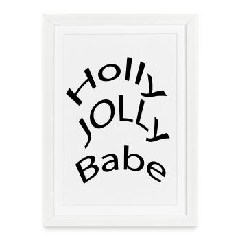 Holly Jolly Babe Retro Weihnachtstypografie T-Shirt - Gerahmtes Poster (27 × 37 cm) - Weiß - Vorne