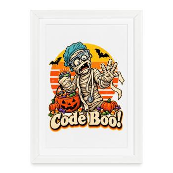 Halloween Mumienarzt Code Boo Notfall - Gerahmtes Poster (27 × 37 cm) - Weiß - Vorne