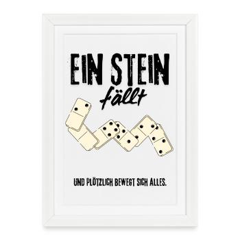 Domino Effekt Dominosteine Spiel Strategie Retro - Gerahmtes Poster (27 × 37 cm) - Weiß - Vorne