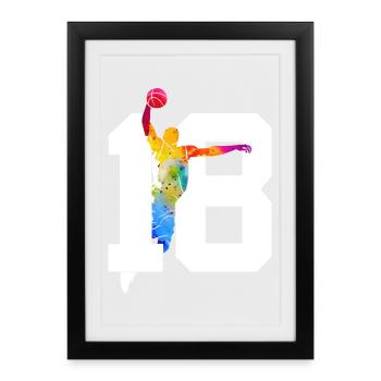 NUMBER 18 BASKETBALL 18TH BIRTHDAY - Framed poster (27 × 37 cm) - black - Front