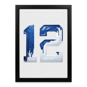 NO. 12 NUMBER 12 BLUE WHITE 12TH BIRTHDAY - Framed poster (27 × 37 cm) - black - Front