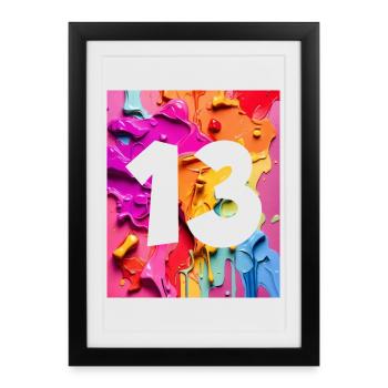 NO. 13 NUMBER 13 COLORFUL 13TH BIRTHDAY - Framed poster (27 × 37 cm) - black - Front