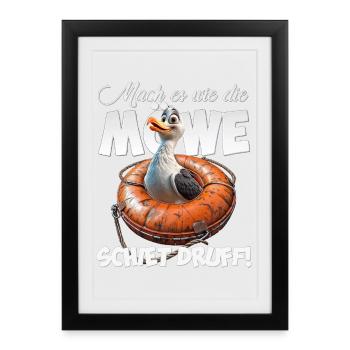 Mouette coquine #lovely toons - Affiche encadrée (27 × 37 cm) - noir - Devant