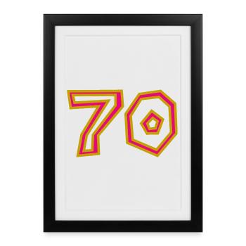 70. 70 ANS. 70e ANNIVERSAIRE. ANNIVERSAIRE 70 ANS. - Affiche encadrée (27 × 37 cm) - noir - Devant