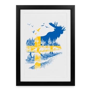 SWEDEN MOOSE - Framed poster (27 × 37 cm) - black - Front
