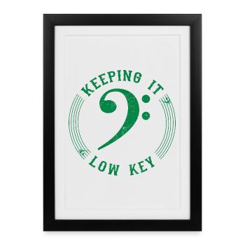Bass Clef Green - Vintage Musical Symbol - Framed poster (27 × 37 cm) - black - Front