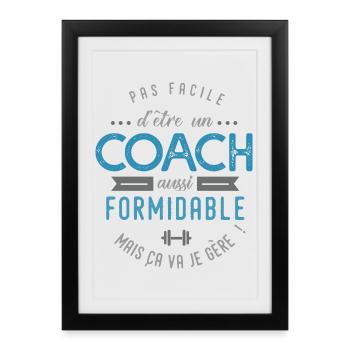 COACH entraineur sportif cadeau - Affiche encadrée (27 × 37 cm) - noir - Devant