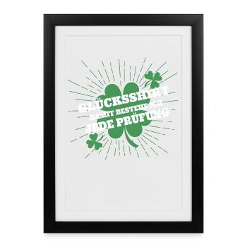 Glücksbringer Prüfung Abi Abitur Studium Schule - Gerahmtes Poster (27 × 37 cm) - Schwarz - Vorne