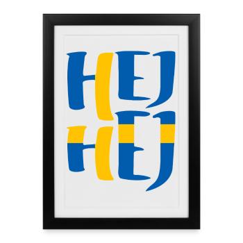 SUÈDE HEJ HEJ SUÉDOIS - Affiche encadrée (27 × 37 cm) - noir - Devant