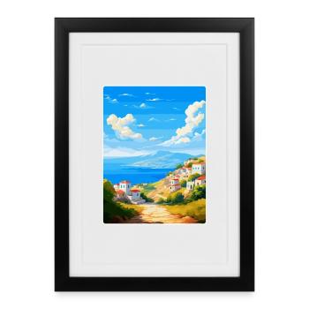 Kea Greece Vintage Travel Poster Souvenir Souvenir - Framed poster (27 × 37 cm) - black - Front