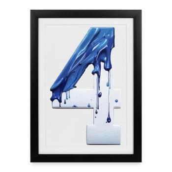 NO. 4 NUMBER 4 BLUE WHITE 4TH BIRTHDAY - Framed poster (27 × 37 cm) - black - Front