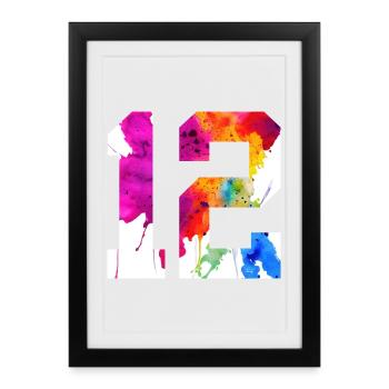 NUMÉRO 12 ANS 12E ANNIVERSAIRE - Affiche encadrée (27 × 37 cm) - noir - Devant
