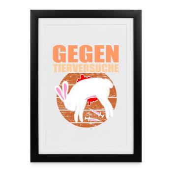 Gegen Tierversuche Abschaffen Tierschützer - Gerahmtes Poster (27 × 37 cm) - Schwarz - Vorne