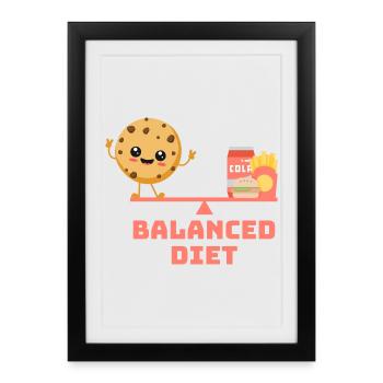 équilibré cookie fastfood Régime - Affiche encadrée (27 × 37 cm) - noir - Devant