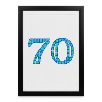 70. 70 YEARS. 70th ANNIVERSARY. 70 YEARS ANNIVERSARY. - Framed poster (27 × 37 cm) - black - Front