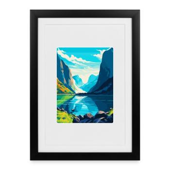 The Fjords Norway Vintage Travel Poster Souvenir - Framed poster (27 × 37 cm) - black - Front