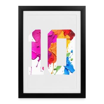NUMÉRO COLORÉ 10 COLORÉ 10E ANNIVERSAIRE - Affiche encadrée (27 × 37 cm) - noir - Devant