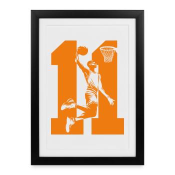 NUMÉRO 11 : 11E ANNIVERSAIRE DE BASKET-BALL - Affiche encadrée (27 × 37 cm) - noir - Devant