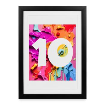 NO. 10 NUMBER 10 COLORFUL 10TH BIRTHDAY - Framed poster (27 × 37 cm) - black - Front