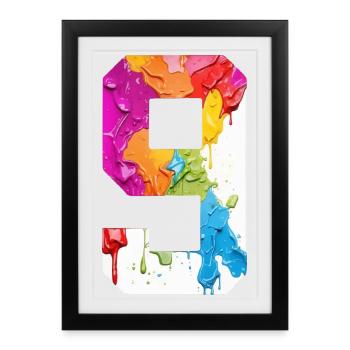 COLORED NUMBER 9 COLORFUL 9TH BIRTHDAY - Framed poster (27 × 37 cm) - black - Front