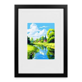 Spreewald Allemagne Affiche de voyage vintage souvenir - Affiche encadrée (27 × 37 cm) - noir - Devant