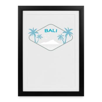 Souvenir rétro de l’écusson de Bali Palm Island à Ubud - Affiche encadrée (27 × 37 cm) - noir - Devant