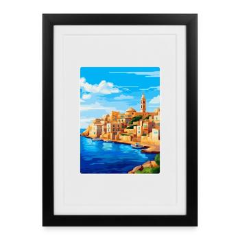 Malta Vintage Travel Poster Souvenir WPA Souvenir - Framed poster (27 × 37 cm) - black - Front