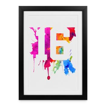 16 ANS 16E ANNIVERSAIRE - Affiche encadrée (27 × 37 cm) - noir - Devant