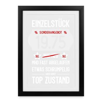 51. GEBURTSTAG 1975 EINZELSTÜCK PREISSCHILD - Gerahmtes Poster (27 × 37 cm) - Schwarz - Vorne