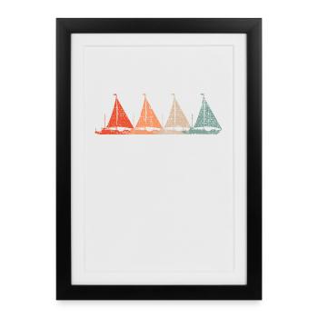 Segelboote Retro - Gerahmtes Poster (27 × 37 cm) - Schwarz - Vorne