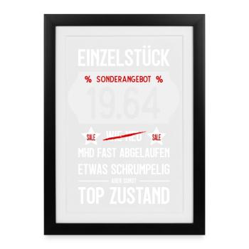 62. GEBURTSTAG 1964 EINZELSTÜCK PREISSCHILD - Gerahmtes Poster (27 × 37 cm) - Schwarz - Vorne