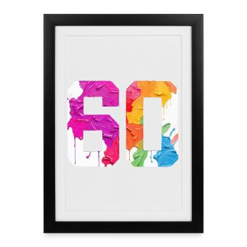 COLORED NUMBER 60 COLORFUL 60TH BIRTHDAY - Framed poster (27 × 37 cm) - black - Front