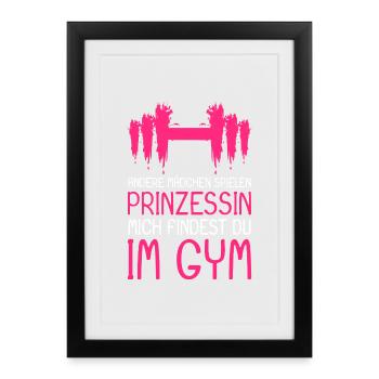 Princess Gym saying - Princess in the gym - Framed poster (27 × 37 cm) - black - Front
