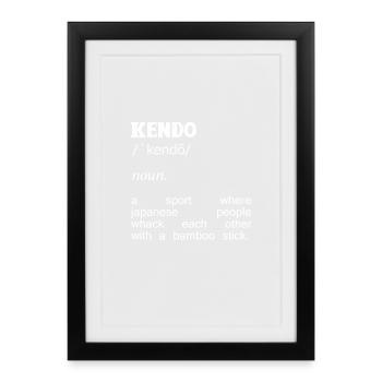 Furiose Kendo Samurai Bambusklinge - Gerahmtes Poster (27 × 37 cm) - Schwarz - Vorne