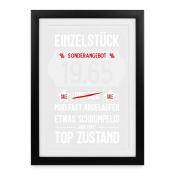 61. GEBURTSTAG 1965 EINZELSTÜCK PREISSCHILD - Gerahmtes Poster (27 × 37 cm) - Schwarz - Vorne
