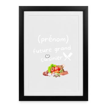 Tablier de cuisine personnalisable - Affiche encadrée (27 × 37 cm) - noir - Devant
